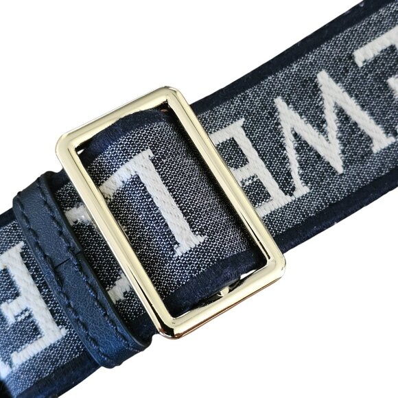 Loewe Logo and Anagram strap - jacquard and leather - blue/white with gold hdw - Picture 3 of 5